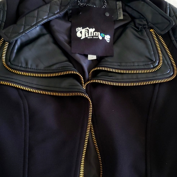 FILLMORE Zip Peplum Moto Blazer Jacket Topper NEW Black/Gold Womens CHIC  HP🎉 - Picture 10 of 12